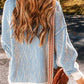 Striped Textured Knit Contrast Edge Loose Sweater