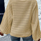 Lantern Sleeve Eyelets Textured Knit Sweater