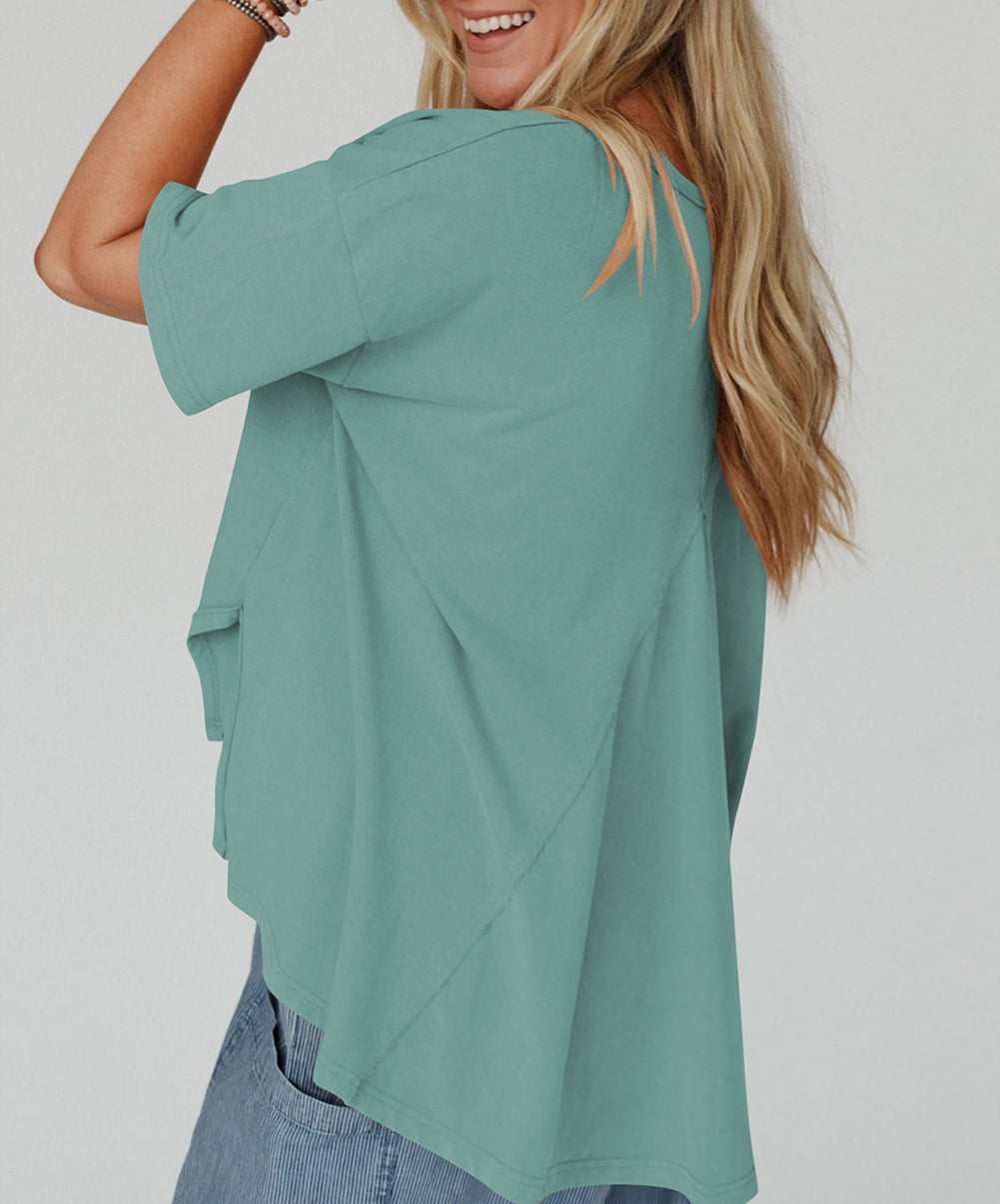 Mineral Wash Studded Star Patch Graphic High Low Tee