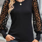 Leopard Mesh Puff Sleeve Patchwork Slim Fit Top