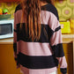 Stripe Color Block Number 22 Print Game Day Loose Long Sleeve Top