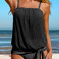 Striped Mesh Knotted Hem Tankini Swimsuit