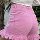 Frayed Edge Mid Rise Denim Shorts
