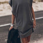 Gray Bat Sleeve T-shirt Dress with Slits