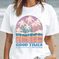 Coconut Tree GOOD TIMES Graphic Crewneck T Shirt