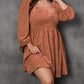 Plus Size Suede Square Neck Balloon Sleeve Dress