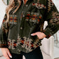 Aztec Print Flap Pockets Long Sleeve Shacket