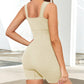 Ribbed Square Neck Padded Sports Romper