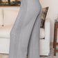 Waffle Knit Drawstring High Waist Wide Leg Pants