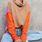 Color Block Turtle Neck Drop Shoulder Knit Sweater
