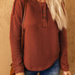 Seamed Buttoned Drop Shoulder Henley Top