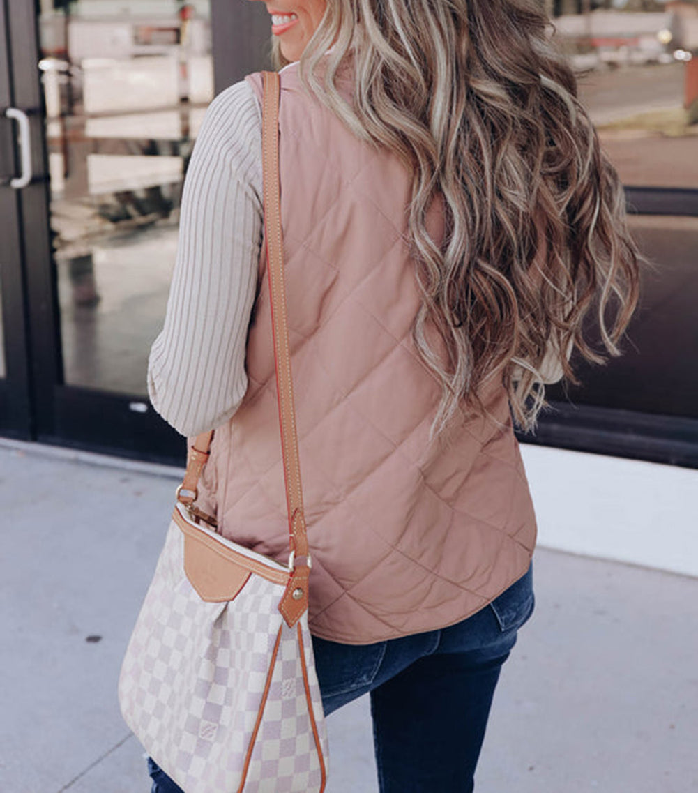 Fleece Lined Quilted Zip up Vest Coat