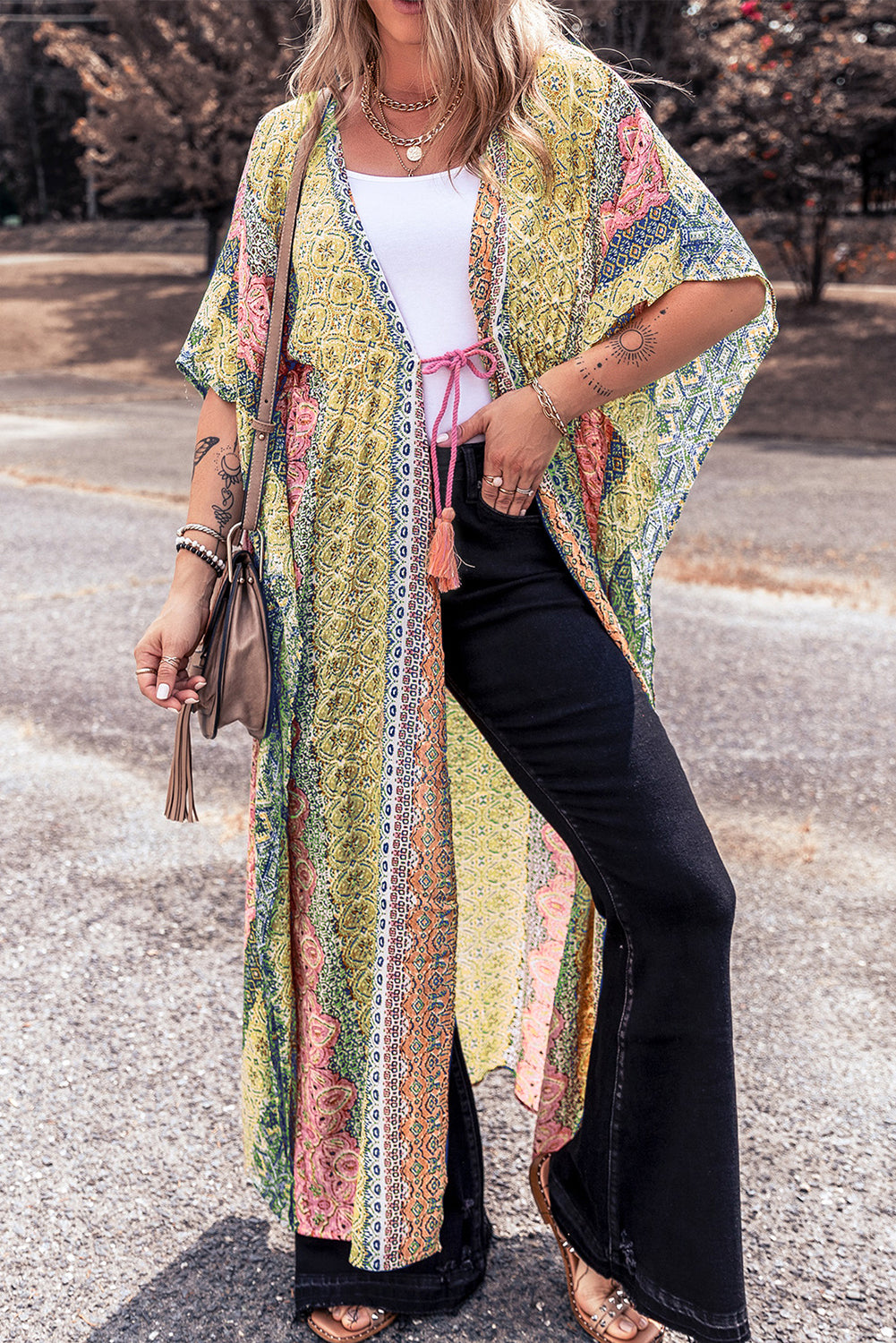 Retro Printed Boho Duster Kimono