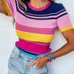 Mixed Stripes Ribbed Knit Top