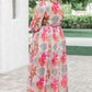 Tropical Palm Print Tie High Waist Plus Size Maxi Dress