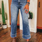 Mineral Wash High Waist Bell Bottom Crop Jeans