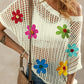Crochet Flower Hollow-out Sweater T Shirt