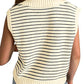 Stripe Turn-down V Neck Sweater Tank Top