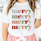 Colorful merry Printed Crewneck Christmas T Shirt