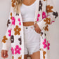 Flower Pattern Pocket Buttoned Cardigan