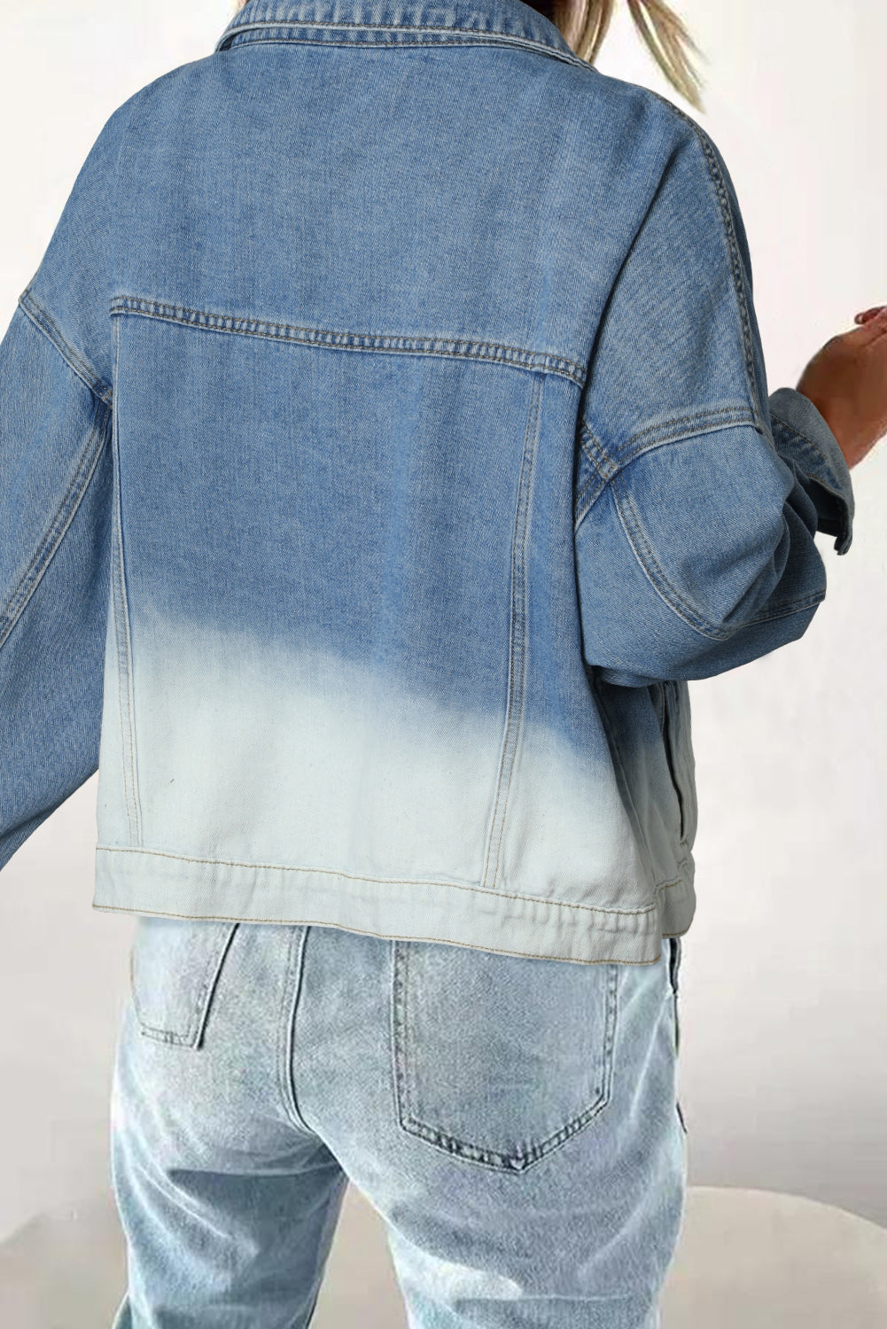 Contrast Washed Gradient Denim Jacket