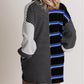 Stripe Colorblock Knit Henley Collar Shift Long Sleeve Mini Dress