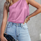 Satin One Shoulder Loose Tank Top