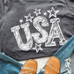 USA Stars Graphic Print Short Sleeve Casual Tee