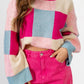 Color Block Drop Shoulder Crewneck Loose Fit Sweater