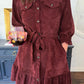 Ruffled Hem Shirt Corduroy Dress