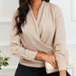 Solid Wrap V Neck Long Sleeve Top