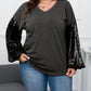 Plus Size Sequin Bubble Sleeve V Neck Knit Top