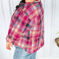 Stripe Plus Size Checkered Print Button up Shirt