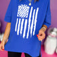 Distressed American Flag Graphic Split Baggy T Shirt