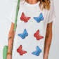 Sequined Butterfly Graphic Casual T Shirt
