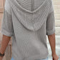 Openwork Drawstring Hooded Short Sleeve Sweater Top