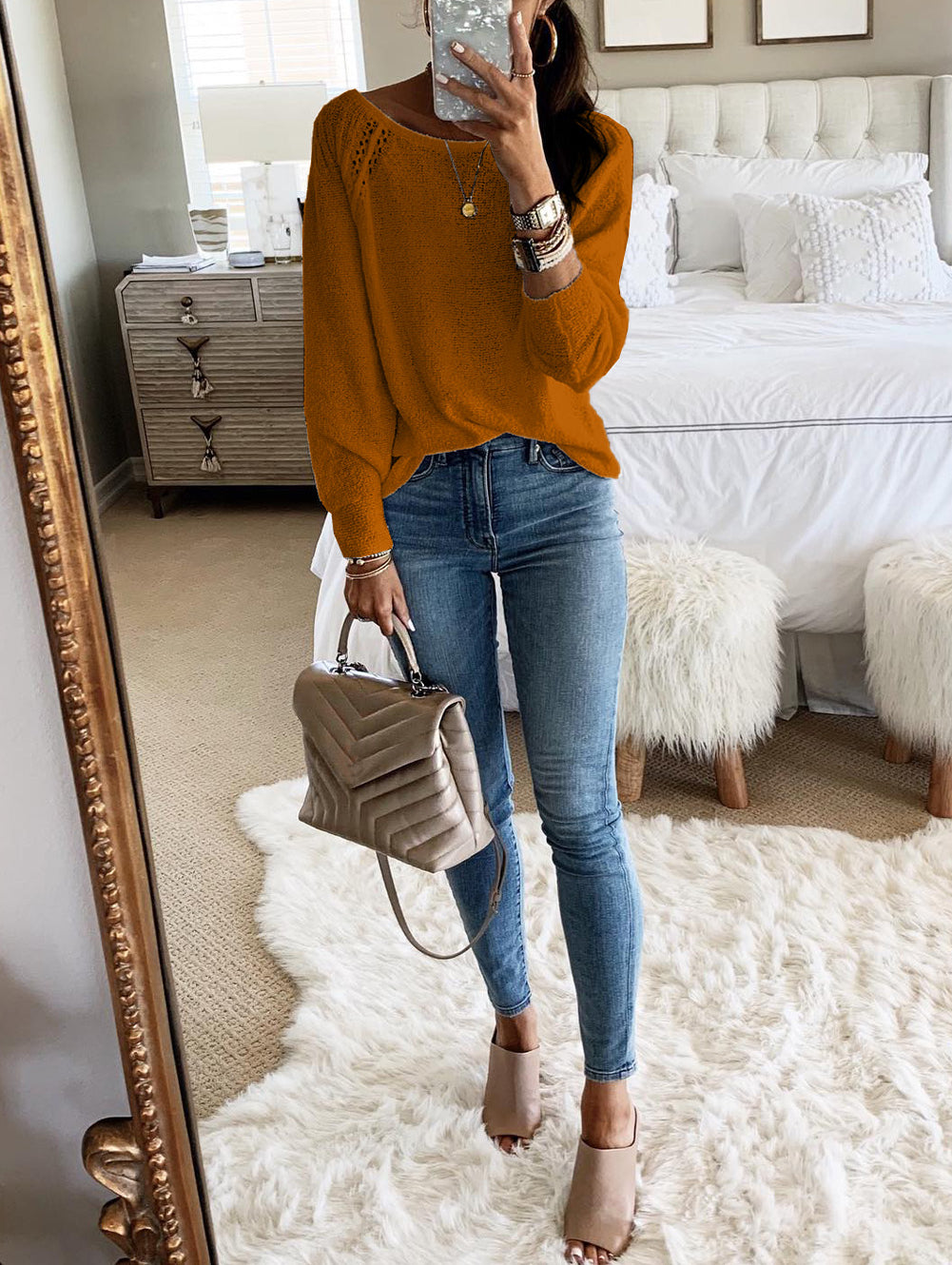 Long Sleeve Cutout Shoulder Relaxed Sweater