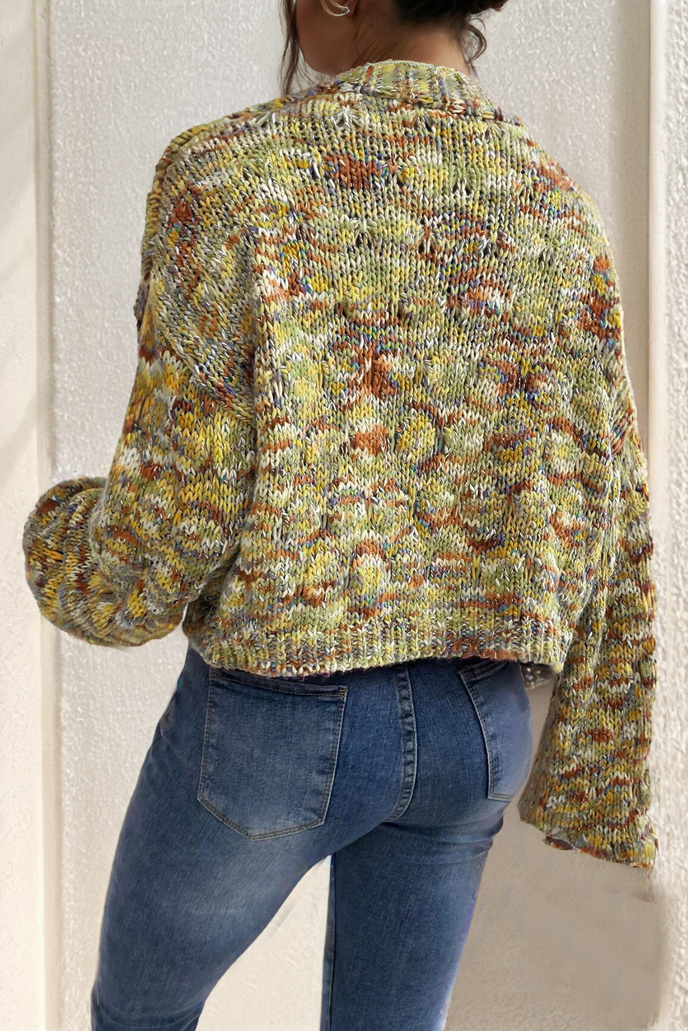 Confetti Drop Shoulder Open Front Cardigan