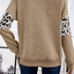 Leopard Quilted Patchwork Crew Neck Sweatshirt