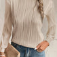 Textured Wavy Round Neck Long Sleeve Top