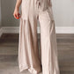 Drawstring Pleated Wide Leg Pants