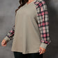 Plus Size Plaid Raglan Sleeve Crew Neck Sweatshirt