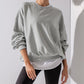 Exposed Seam Batwing Sleeve Drop Shoulder Sweatshirt