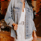 Rhinestone Embellished Flap Pocket Denim Jacket
