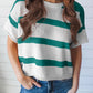 Stripe Dropped Short Sleeve Lightweight Knitted Top