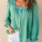 Flounce Sleeve Square Neck Button-Up Shirt
