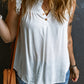 Button Split Neck Ruffled Trim Tank Top
