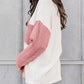 Long Sleeve Colorblock Chest Pocket Textured Knit Top