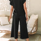Textured Flutter Sleeve Top Wide Leg Pants Set