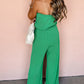 Ribbed Strapless Wide Leg Jumpsuit